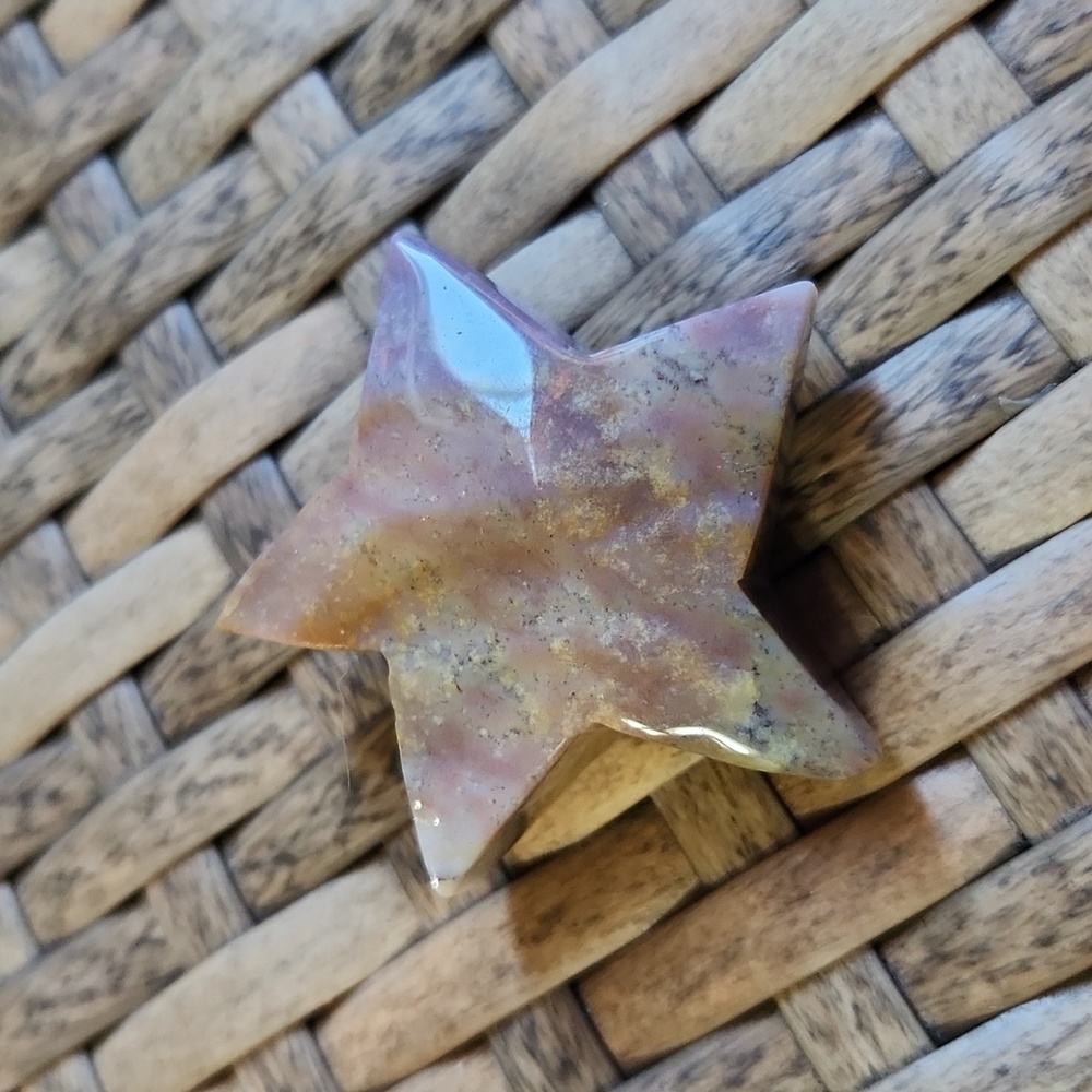 Beautiful Hand Carved Flower Agate Star